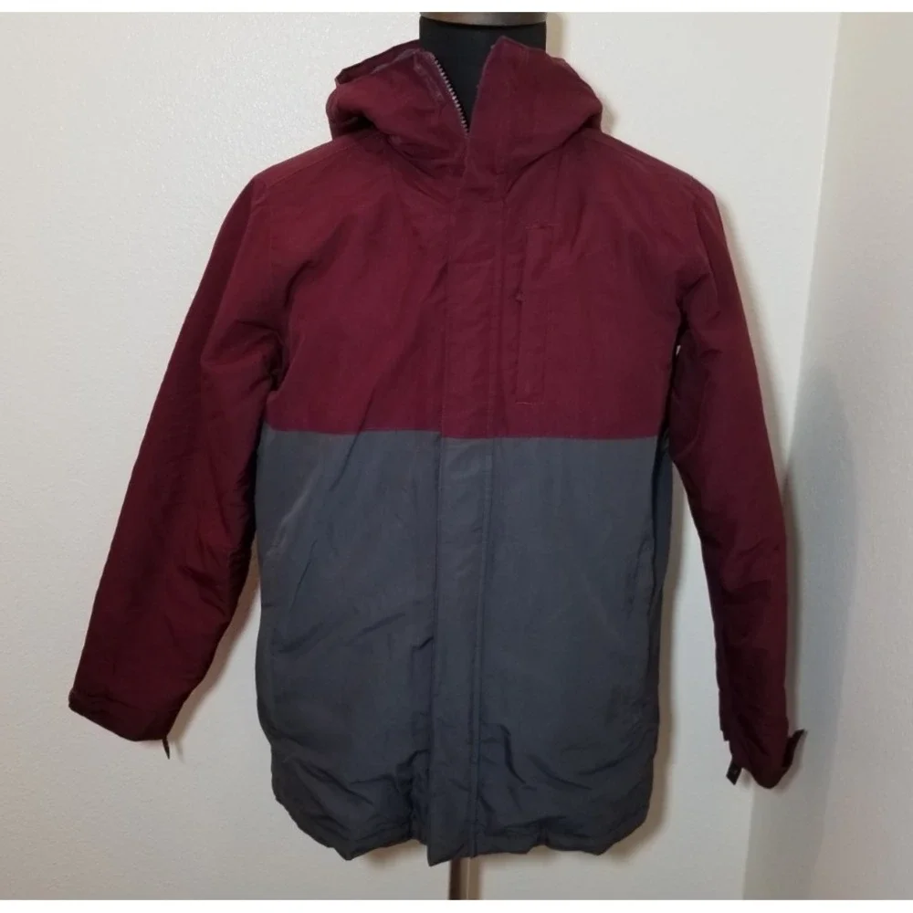 The Children's Place Boys Burgundy Gray Jacket XXL Warm Double Zipper Winter